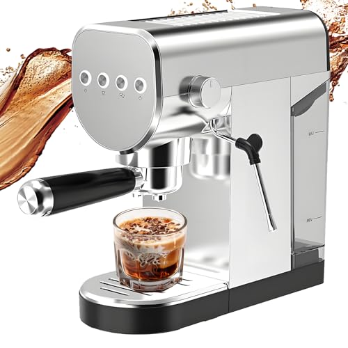 Cafetera Espresso semiautomática con vaporizador de Leche, Alta presión de 20 Bares, depósito de Agua de 900 ml y función para Preparar Capuchino.