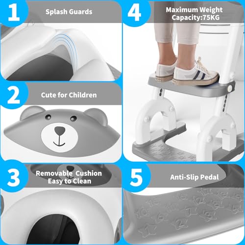Miniatura 6 de Adaptador Baño Niños, Plegable Portatil Infantil Asiento Inodoro, 2 En 1 Asiento Inodoro Niños Para Niños Y Niñas, Wc Niños Con Escalera, Taburete De Escalera Con Cojín Antideslizante