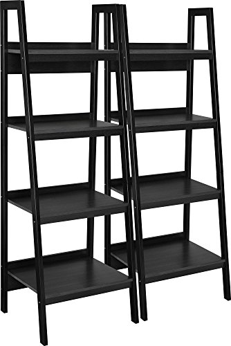 Ameriwood Home Lawrence 4 Shelf Ladder Bookcase Bundle, Black #TOP5