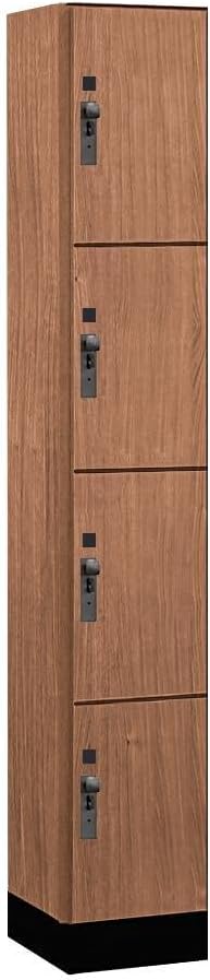 Salsbury Industries 44165RO 12 in. Wide Premier Wood Locker - Four Tier - 1 Wide - 6 ft. High - 15 in. Deep - Red Oak - Hasp