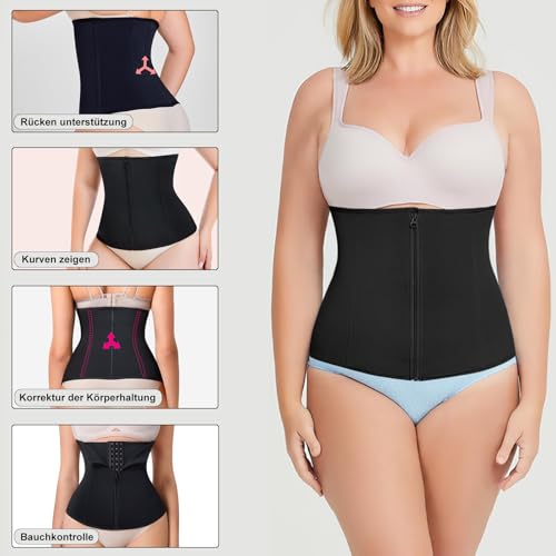 XOPOZON Waist Trainer, Shapewear Damen, Unterbrust Korsett Damen, Unterbrust Korsage bauchweg, Corset top, Corsage Bauchweg (Schwarz, M)