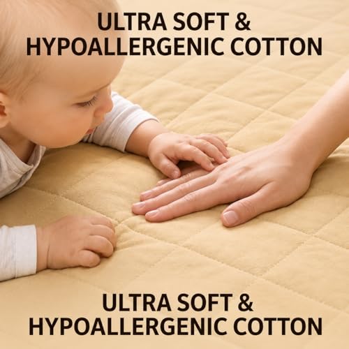 Image of RESTIFY 100% Waterproof Quilted King XL Size Mattress Protector 78x72 Inch 6.5x6 Ft Fits Upto 10 Inch Mattress | Premium Cotton Breathable Bed Protector | Mattress Cover for Double Bed |Beige