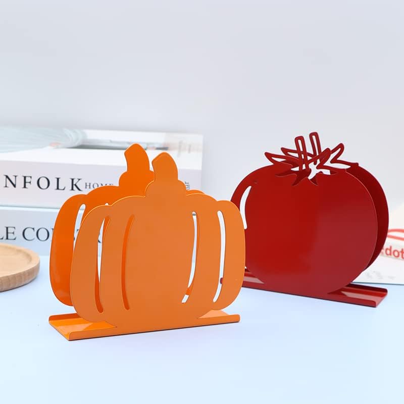 Napkin Holders for Tables Fruit Vegetable Shape Napkin Holders Metal Napkin Stand Holder Freestanding Tissue Box for Kitchen Farmhouse Restaurant festival Party Table Decor (Pumpkin)