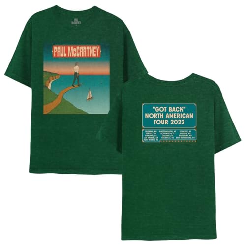 Paul McCartney Official Merch Got Back North American Tour Tee, Green, Large