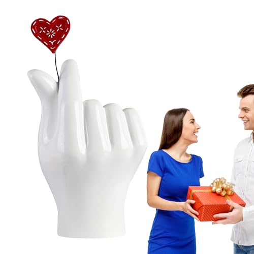 Sculpture Love Finger en résine | Statue décorative de geste romantique pour maison - 2
