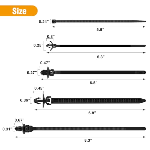 GOOACC Push Mount Cable Zip Ties Heavy Duty Nylon Push Mount 5 Most Popular Sizes Self Locking Cable Strap Assortment for Indoor Outdoor Wire Tying Construction Auto ect -160 Pcs by GOOACC - Image 2