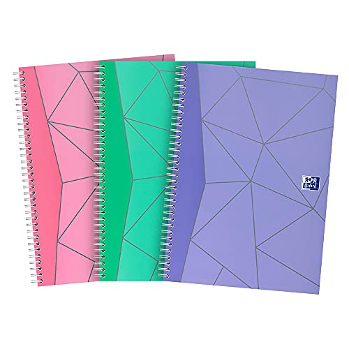 Oxford My Notes, A4 Notebook, draadgebonden, gevoerd, 200 pagina, geometrische verschillende kleuren, Pack van 3