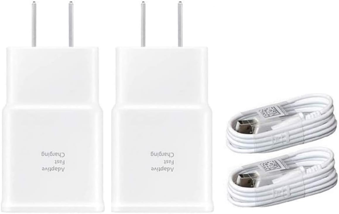 Adaptive Fast Charger Kit,LaoFas 2 Pack Fast Charging Adapter Travel Charger + (2) Micro USB Data Cables-Wall Charger for Samsung Galaxy S7/S7 Edge/S6/Note5/4 /S3 (White)