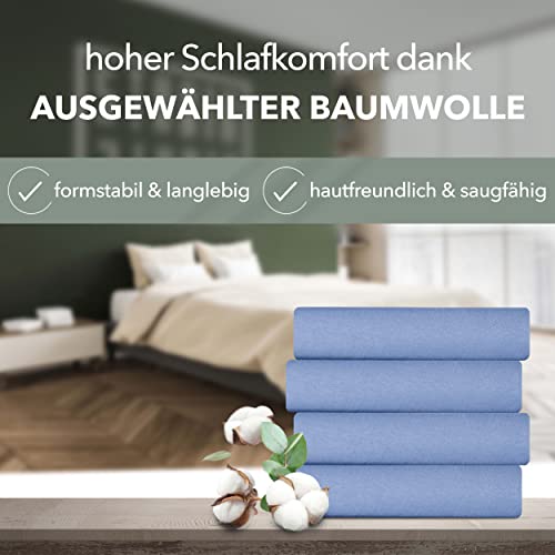 STUDIO Spannbettlaken 90x200cm - 100x200cm, Made in Green, 100% Baumwolle, Made in EU, Markenqualität, Bettlaken 90x200 - 100x200 - Mittelblau - Image 5