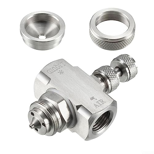 DAZZLEEX Buse d'atomisation de mélange eau-air en acier inoxydable,Buse d'atomisation d'air 1/4BSPT Astuce de pulvérisation en forme de cône de siphon à basse pression