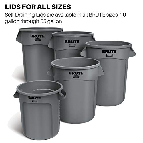 Rubbermaid Commercial Products BRUTE Heavy-Duty Round Trash/Garbage Lid, 20-Gallon, White, Outdoor Waste Container for Home/Garage/Mall/Office/Stadium/Bathroom, Pack of 6 by Rubbermaid Commercial Products - Image 3