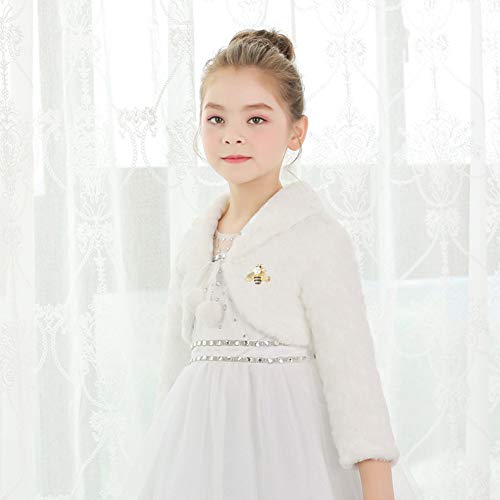 Sk Studio Girls Princess Faux Fur Flower Bolero Shrug Party Wedding Dress Up Ivory #TOP5