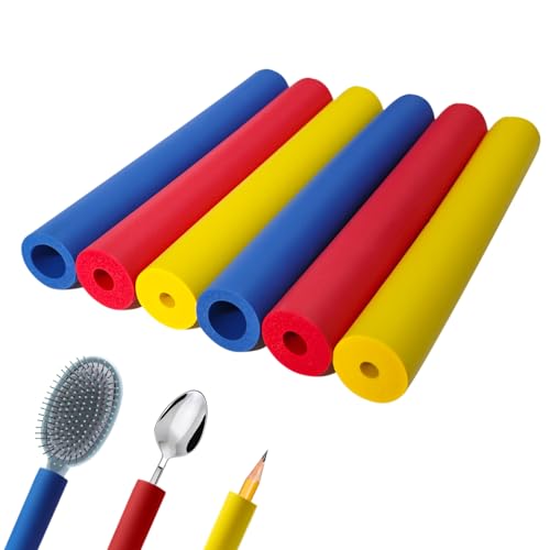 HEYLEAYAR Foam Grip Tubing, 6Pcs Adaptive Utensils Grip Tubing, Ideal Grip Aid for Pens, Handicapped, Arthritic，Elderly