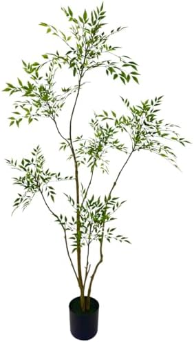 Artificial Nandina Domestica Tree, 6 ft Tall Indoor Plant, Potted...