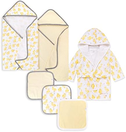 Burt's Bees Baby Bath Bundle- Hooded Towel, Washcloths & Robe Gift Set, 100% Organic Cotton