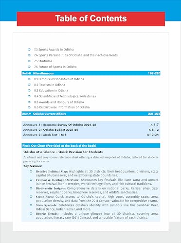 Image of Glorious Odisha General Knowledge / Studies for OPSC, OSSC and other Competitive Exams 3rd Edition | 4 Color Pluck Out Chart | PYQs & Practice Questions