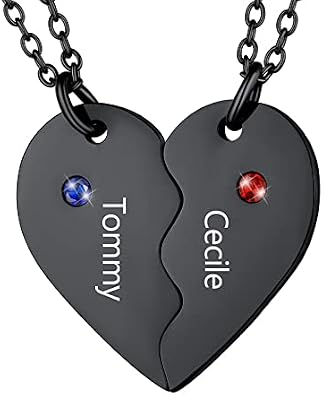 U7 BFF Necklace for 2/3/4/5/6 Women Girls Stainless Steel Personalized Family/Sibling/Friendship Jewelry Set Custom Best Friend Name Engrave Heart Puzzle Matching Pendant Necklaces