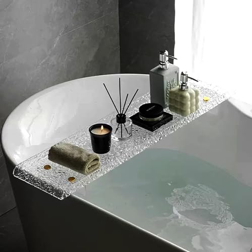 Plateau de bain transparent réglable anti-chute pour livre et téléphone
