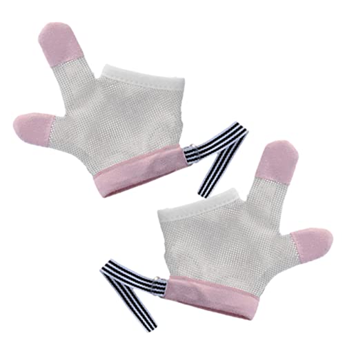TOYANDONA Breathable Mesh Stop Gloves Finger Thumb Guard for Skin Friendly Biting Mittens Prevent Finger and Face Scratching Comfortable and Easy to Clean Pink