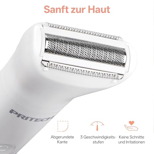 Rasierer Damen Intimbereich Elektrisch für Frauen, 2-in-1 Damenrasierer für Beine, Arme, Achseln & Bikinizone Wiederaufladbarer Ladyshaver mit Reisesperre (Weiß)