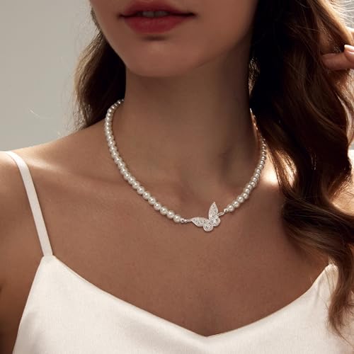 Image of Zeffy Pearl Necklace 4MM /6MM /8MM Dainty Round Imitation Pearl Choker Necklace Wedding Pearl Necklace Delicate Jewelry for Women Simple Bridesmaid Jewelry Gifts