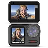 Xoieod 4K 60FPS Waterproof Action Camera,Bare Metal 66FT Underwater Camera,2' Touch Dual Screen Sports 6-Axis Stabilization,2 Batteries Internal Microphone Vlog Camera for Diving Cycling Outdoor
