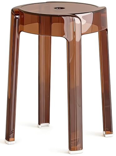 Taburete De Ducha De AcríLico Transparente, Taburete Bajo Impermeable, Silla Transparente para BañO, Ducha De Noche(Brown/B)