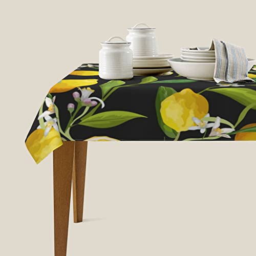 Opmlisir Lemon Rectangle Tablecloth,Seamless Floral Pattern Lemon Fruits Background Long Table Cloth Washable Table Cover For Kitchen Dining,Birthday Party,Holiday,Christmas,Buffet 54"X 72" #TOP6