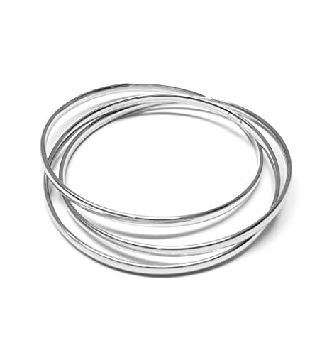 LINEA ITALIA GIOIELLI - Linea Italia Gioielli - Bracelet femme en argent 925 avec trois cercles rigides entrelacés - Bijou Certifié Made in Italy