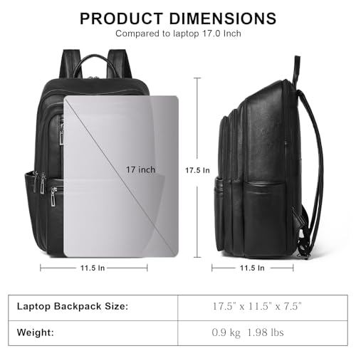 Image of Shrrie Leather Laptop Backpack for Women, 17 inch Large Travel Laptop Backpack Purse for Casual Daypack College Work Bag