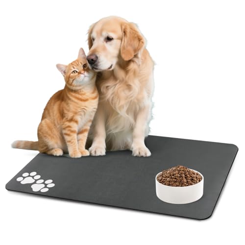 Tapis de Nourriture pour Chien et Chat, 50x30cm Super Absorbant Tapis Chat Gamelle, Séchage Rapide, Imperméable et Antidérapant