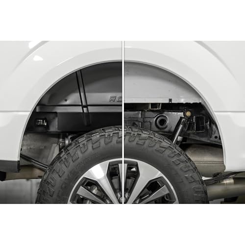 Image of Rough Country Rear Wheel Well Liners for Ford F-150 (2015-2020) - Heavy-Duty Rear Fender Liners for Mud & Debris Protection, Made in USA