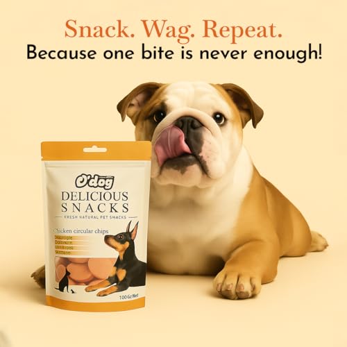 Image of PETS EMPIRE O'Dog Chicken Circular Chips, Healthy Dog Treats, Chewy Dogs Bites for Training and Feeding, Made with Real Chicken, Non-Vegetarian Pup Snacks for Dogs, Puppies - 100g