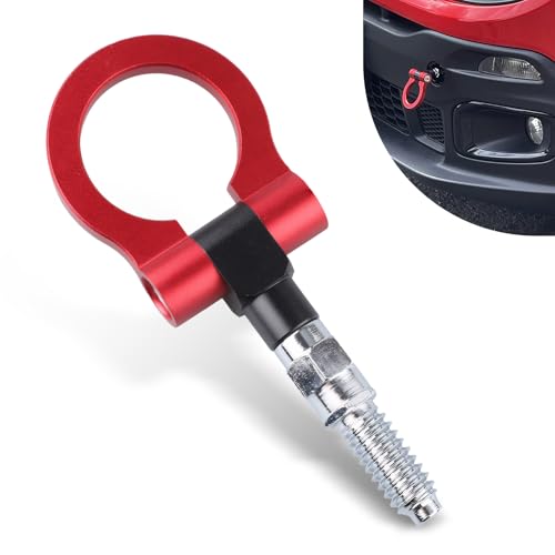 taluoka Pack-1 Car Front Bumper Pull Ring, Waterproof Foldable Detachable Quick Repair Accessories, Durable Metal Rotary Tow Vehicle Tow Hook Replacement, Universal for Most Cars Trucks (Red)