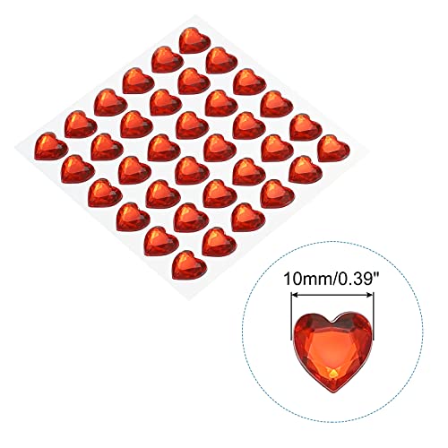 Calcomanías de diamantes de imitación de corazón rojo de 10 mm para fabricación de joyas 3