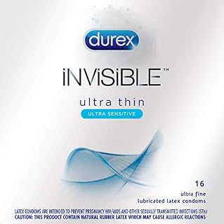 Durex Invisible Ultra Thin Ultra Sensitive Transparent Lubricated Natural Rubber Latex Condom Retail