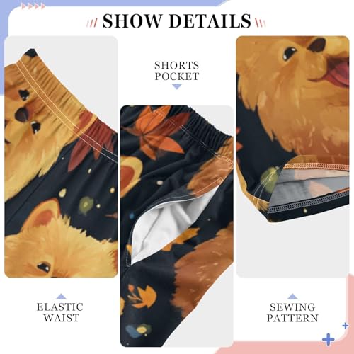 Pomeranian Maple Leaf Boys Long Pants Soft Trousers Elastic Waist Kids Lounge Bottoms with Pockets S-XL4