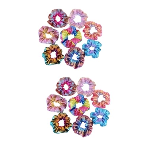 Élastiques à cheveux arc-en-ciel Beavorty en tissu métallique bicolore pour filles | Lot de 48