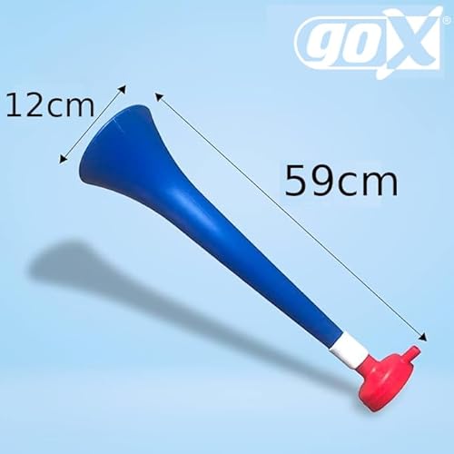 GOX Große Vuvuzela France Trompete von 59 cm Power Blau Weiß Rot. Zubehör für Fußball- und Sportfeiern. Lautes Lufthorn 108 Dezibel für Animation.