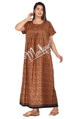 Image of Monique Brand 100% Pure Cotton Nighty for Woman | Floral Gown for Women Night Wear | Cotton Nighty for Women Stylish | Maxi for Women Cotton