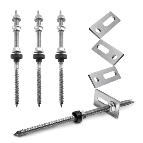 VOOXA Stockschrauben M10x200mm mit Adapterplatten, 4 Stück