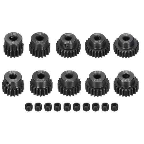 Image of Rebower 48 P Steel Pinion Gear Set 16T 17T 18T 19T 20T 21T 22T 23T 24T 25T for 3.175 mm Shaft Hardened Steel Pinion Gear with Screws for RC Car Motor