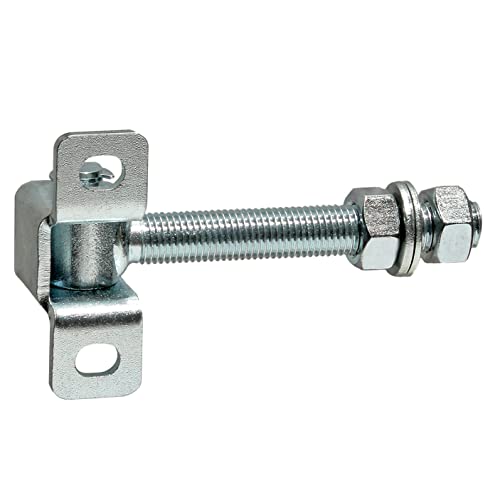 Lot de 2 charnières de portail réglables avec tôle à visser galvanisée courbée (2, M12-G)