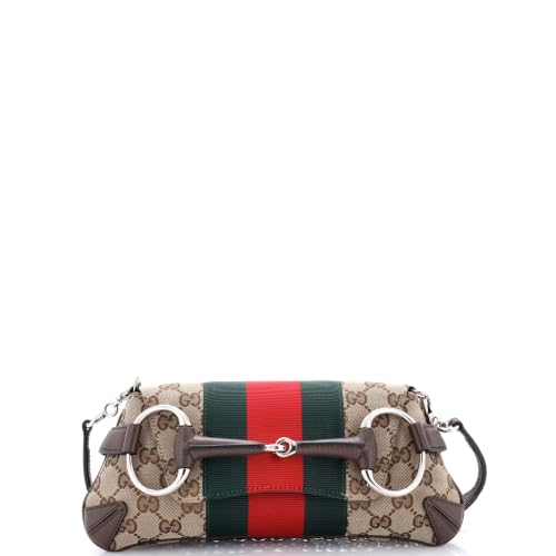 Gucci, Pre-Loved Horsebit NM Web Chain Clutch Small