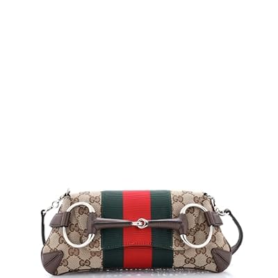 Gucci, Pre-Loved Horsebit NM Web Chain Clutch Small