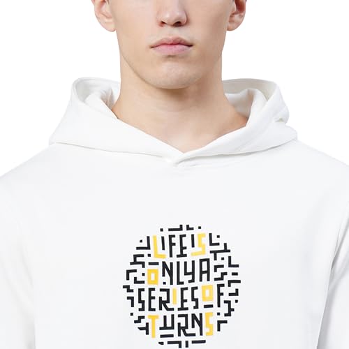 Image of Red Tape Cotton Blend Graphic Hooded Neck Hoodie For Men | Everyday Comfort And Warmth | Your Go To Hooded Neck Hoodie