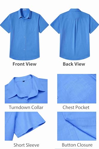 Image of COOFANDY Men's Button Down Short Sleeve Shirt Casual Cotton Summer Beach Wedding Linen Shirts with Pocket