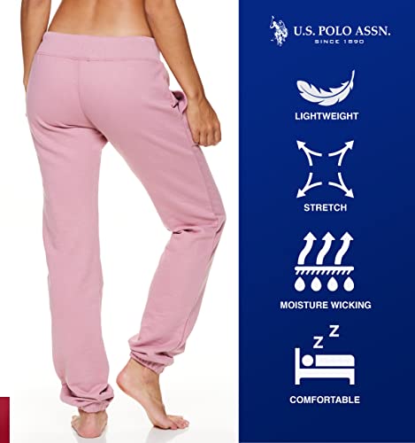 U.s. Polo Assn. Essentials Womens Basic Sweatpants With Pockets - French Terry Jogger Sweats (Mauve, Medium) #TOP2