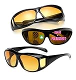 Nachtsichtbrille für Autofahrer für Brillenträger, UV 400 Gläser+Polarisation schwarz/gelb Herren Damen Überzieh Nachtsichtbrille Gelb Getönte Gläser Nachtbrille zum Autofahren Blendschutz
