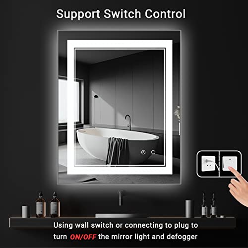 CFYLO 40" x 32" LED Bathroom Mirror with Lights, LED Mirror for Bathroom, Lighted, Anti-Fog, Dimmable Adjustable, 3 Colors, Vertical/Horizontal, CRI90+,Touch Button, Memory by CFYLO - Image 4